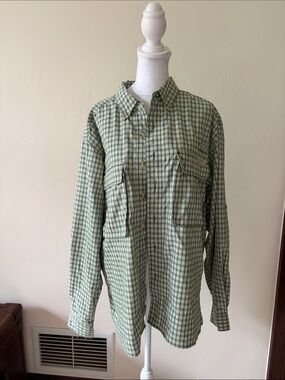 Air Strip Light Green Plaid Button-Up Shirt NWOT